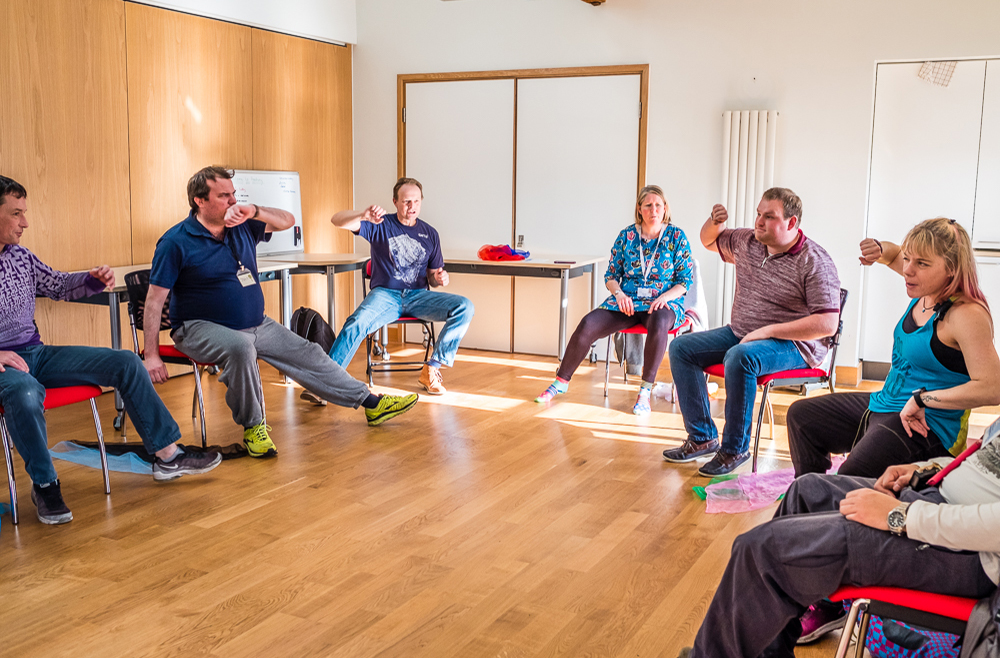 A Zumba session at Headway Salisbury and South Wiltshire